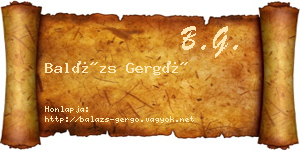 Balázs Gergő névjegykártya